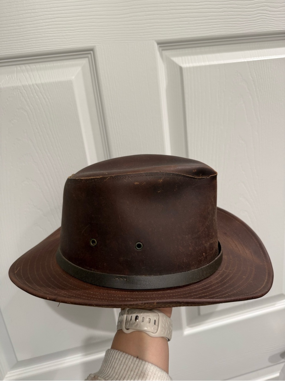 Vintage Henschel Brown Leather Hat men’s medium St. Louis western cowboy